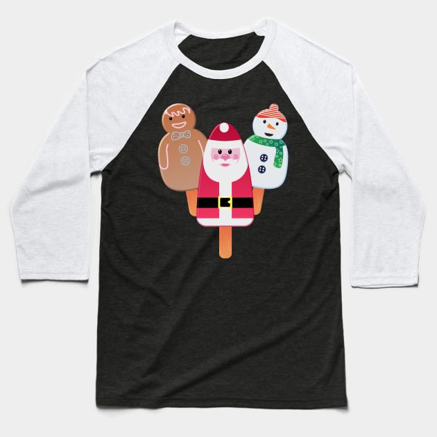 Christmas In July Festive Popsicles Baseball T-Shirt by brodyquixote